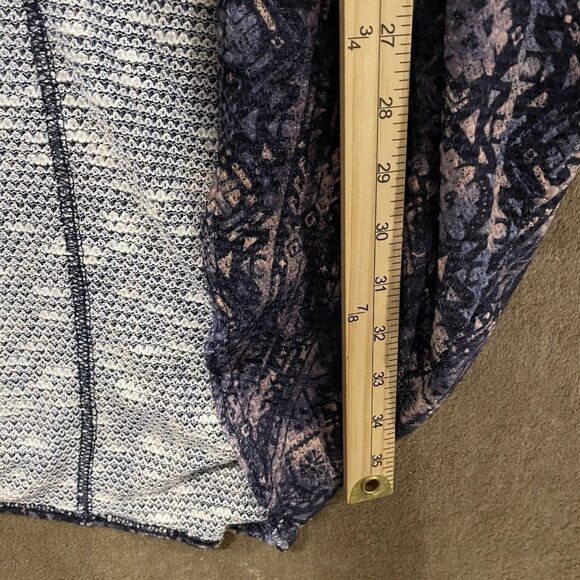 Vintage Mudd Juniors S Navy Printed Knit Short Sleeve Open Front Long Cardigan - Picture 5 of 6